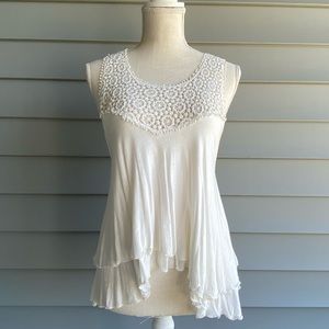Cream Floral Knit Tank